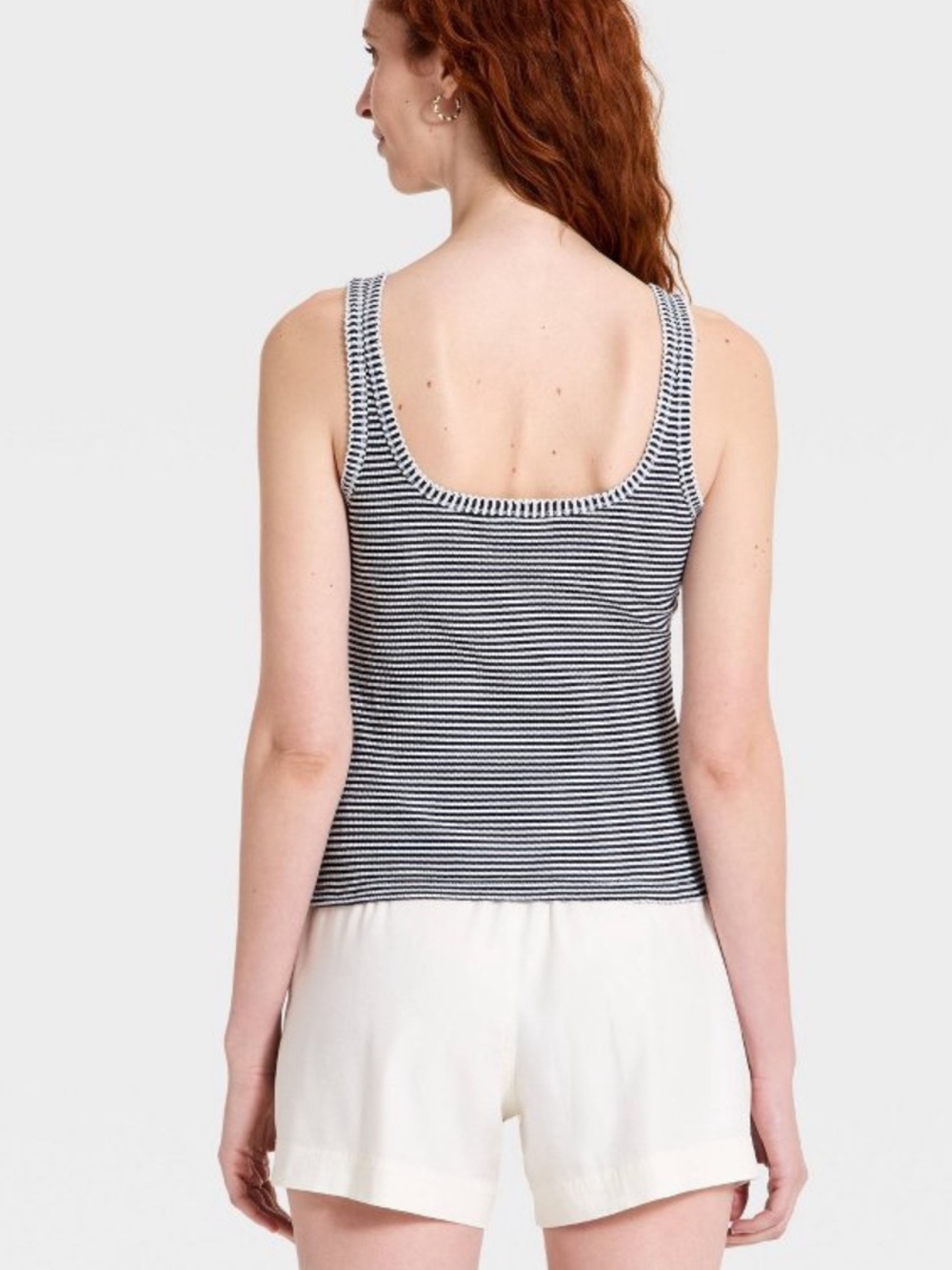 Universal Thread Textured Rib Tank Top -
 Navy Blue Striped M - Picture 4 of 8